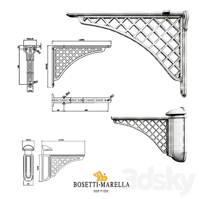 Shelf holders Bosetti Marella. Part 4 3DS Max Model - thumbnail 2