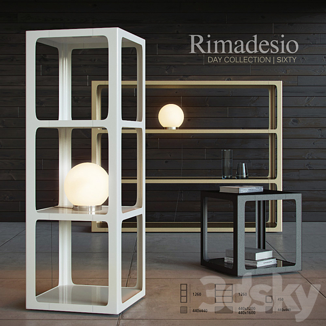 Shelving and table Rimadesio Sixty 3DSMax File - thumbnail 1