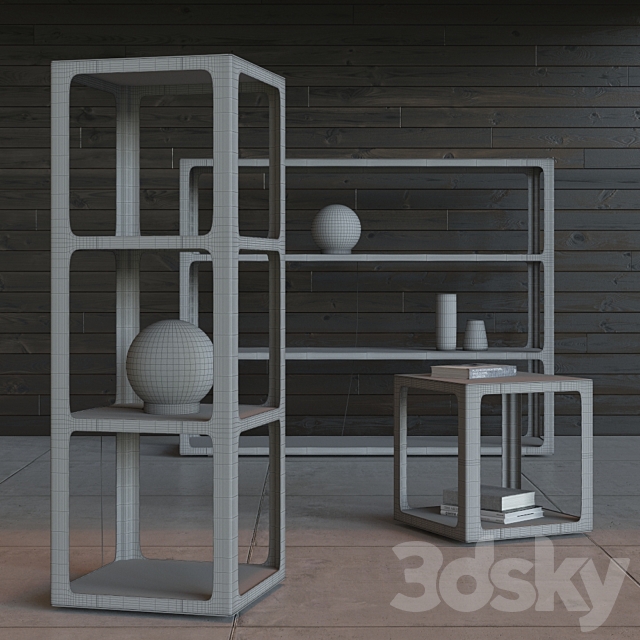 Shelving and table Rimadesio Sixty 3DSMax File - thumbnail 3