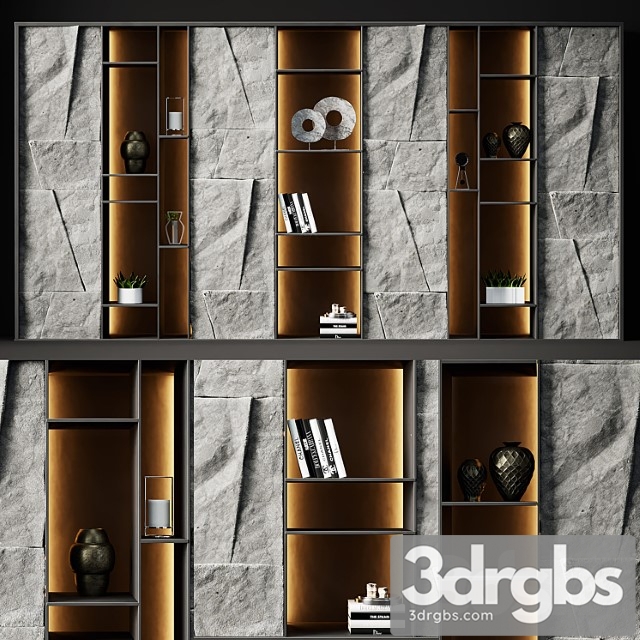 Shelving with stone panels 2 3dsmax Download - thumbnail 1