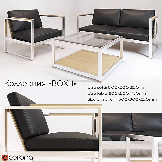 Sofa and armchair (Office furniture in the style of LOFT) 3DSMax File - thumbnail 1