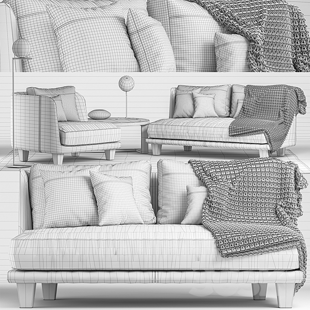 sofa and chair Moroso Gimme More by Diesel 3DS Max Model - thumbnail 2