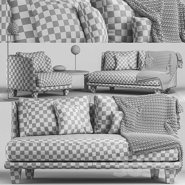 sofa and chair Moroso Gimme More by Diesel 3DS Max Model - thumbnail 3