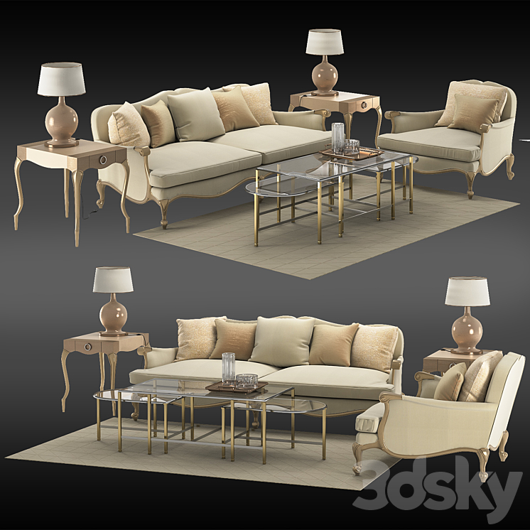 Sofa UPH-SOFCAV-11J 3DS Max - thumbnail 1