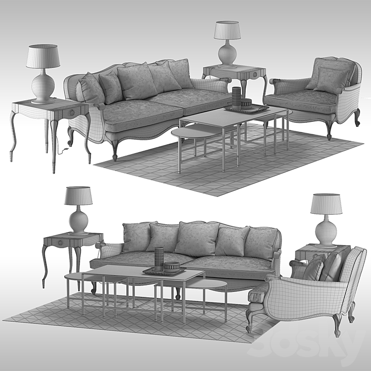 Sofa UPH-SOFCAV-11J 3DS Max - thumbnail 2