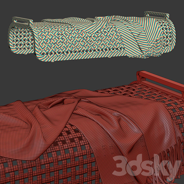 Sofia Rattan Ottoman _ Rattan bench 3DSMax File - thumbnail 2