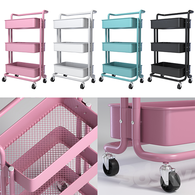 SPOWAY. Bookcase on wheels trolley organizer for storage 3DS Max Model - thumbnail 3