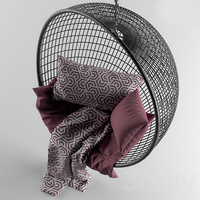 Swing hanging chair 3DS Max Model - thumbnail 2