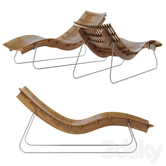 Swing teak stacking chaise longue 3DSMax File - thumbnail 3