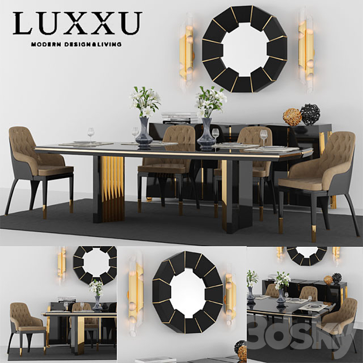 Table + Chair Set_2 by LUXXU 3DS Max - thumbnail 1