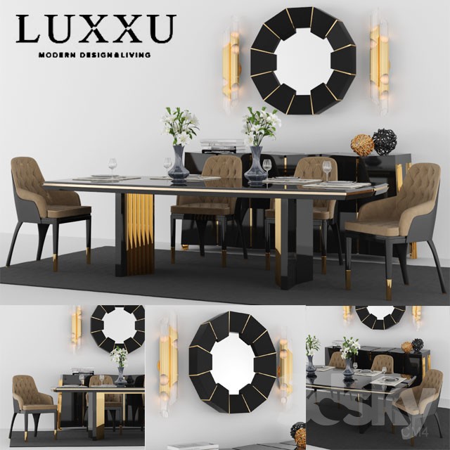 Table + Chair Set_2 by LUXXU 3DS Max - thumbnail 3