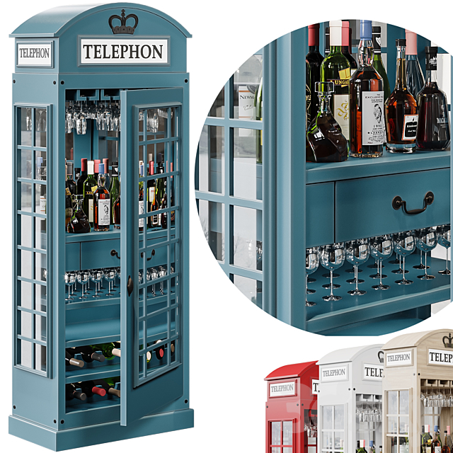 Telephone Box Drinks Cabinet 3DSMax File - thumbnail 1