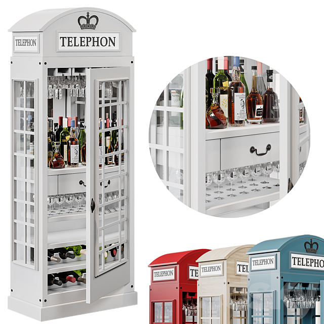 Telephone Box Drinks Cabinet 3DSMax File - thumbnail 2