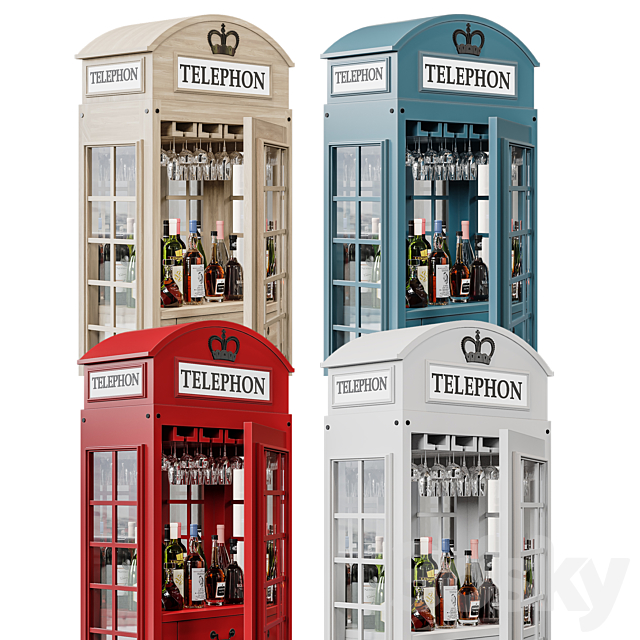 Telephone Box Drinks Cabinet 3DSMax File - thumbnail 4