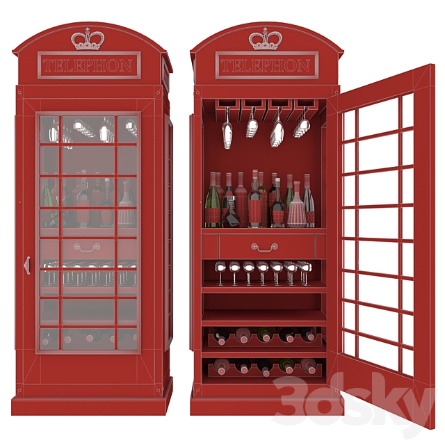 Telephone Box Drinks Cabinet 3DSMax File - thumbnail 6