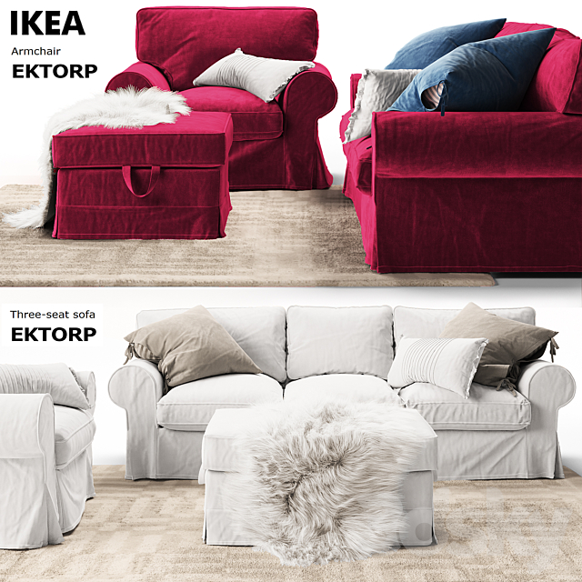 Three-seat sofa EKTORP Ikea _ Triple sofa EKTORP Ikea 3DSMax File - thumbnail 1