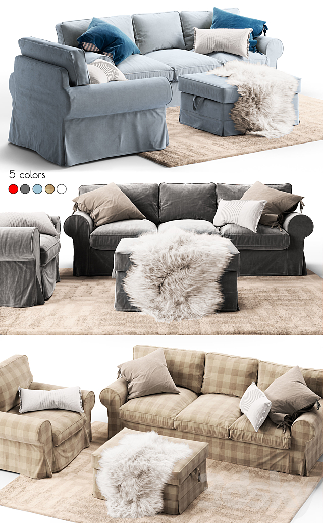 Three-seat sofa EKTORP Ikea _ Triple sofa EKTORP Ikea 3DSMax File - thumbnail 2