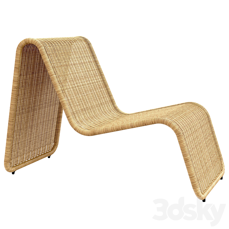 Tito Agnoli P3 lounge chair in cane Bonacina Italy 3DS Max Model - thumbnail 1