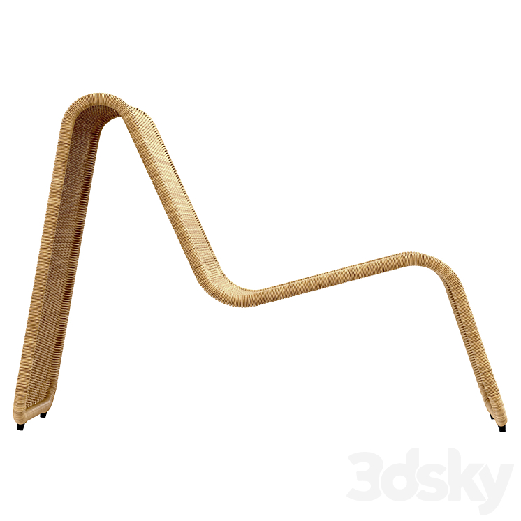 Tito Agnoli P3 lounge chair in cane Bonacina Italy 3DS Max Model - thumbnail 2