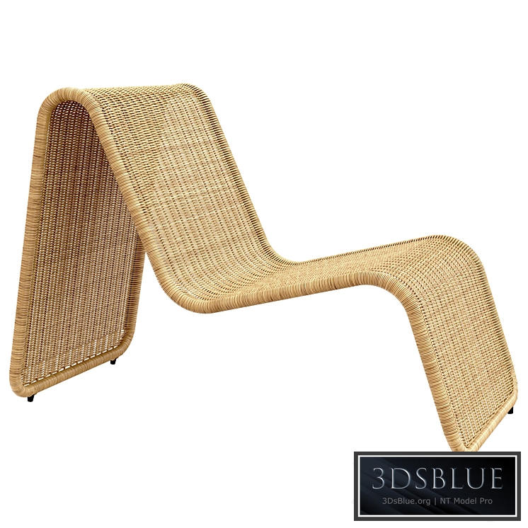 Tito Agnoli P3 lounge chair in cane Bonacina Italy 3DS Max - thumbnail 3