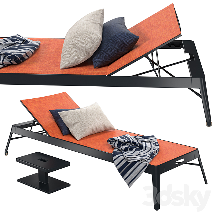 Tolix Azur Sun Lounger + Side Table 3DS Max - thumbnail 1