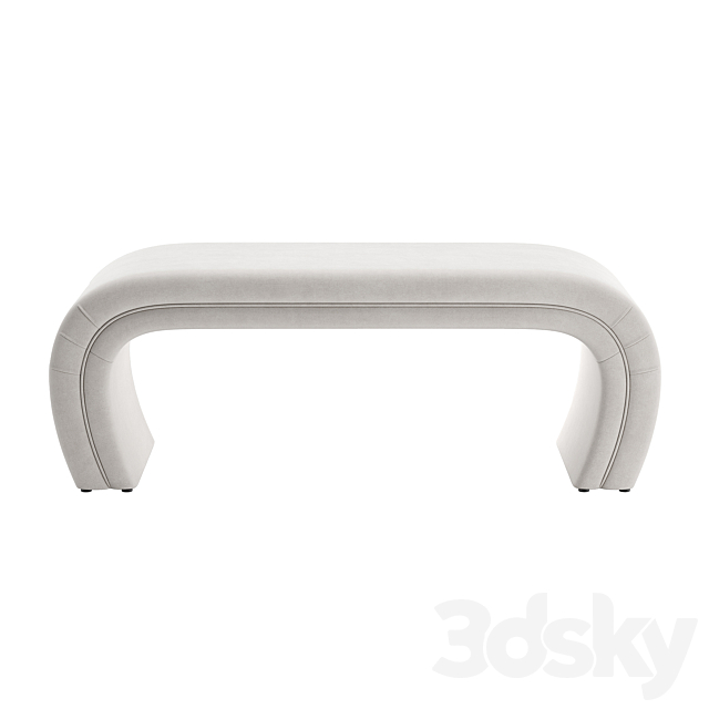 TOV Kenya Light Gray Velvet Bench 3DSMax File - thumbnail 2