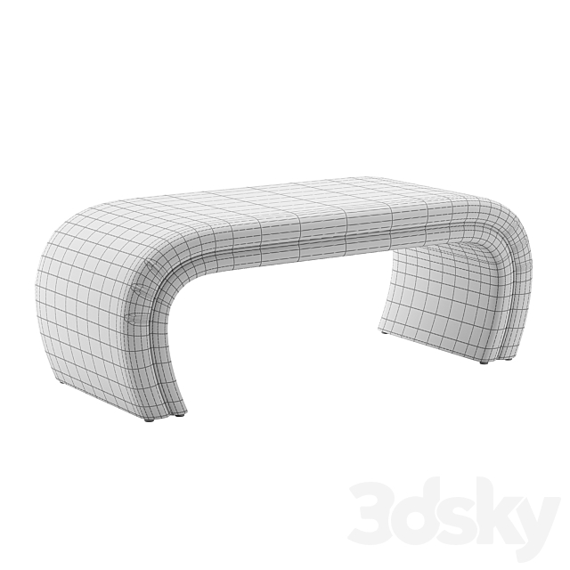 TOV Kenya Light Gray Velvet Bench 3DSMax File - thumbnail 3