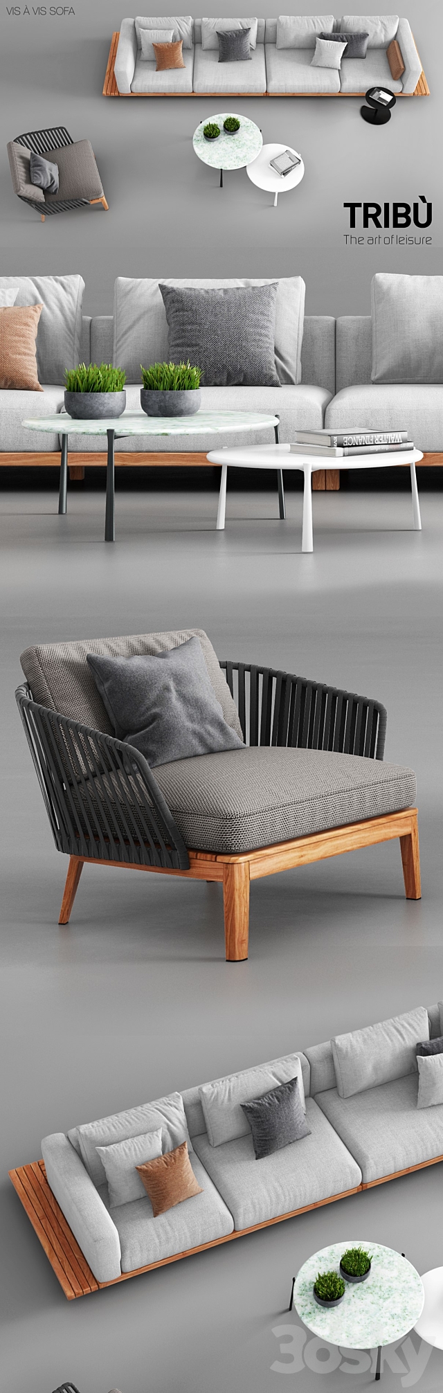 Tribu Vis a Vis Sofa and Mood Club Chair 3DSMax File - thumbnail 3