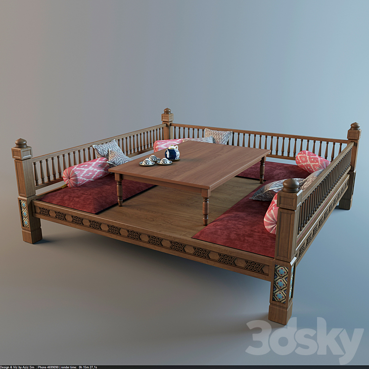 Uzbek deck chair 3DS Max - thumbnail 1