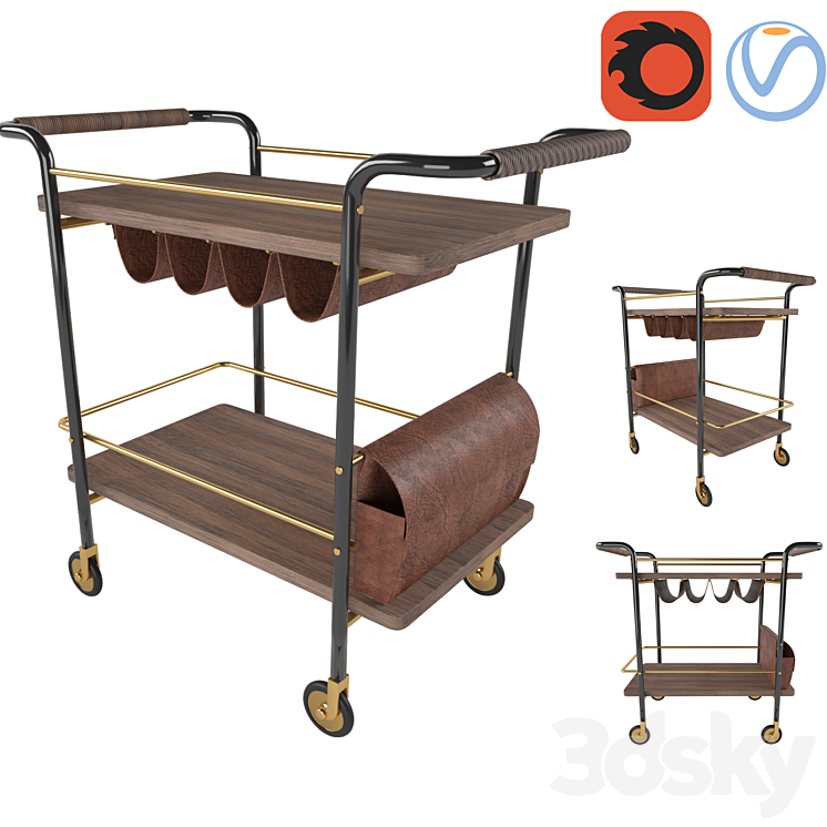 Valet bar cart 3DS Max - thumbnail 1