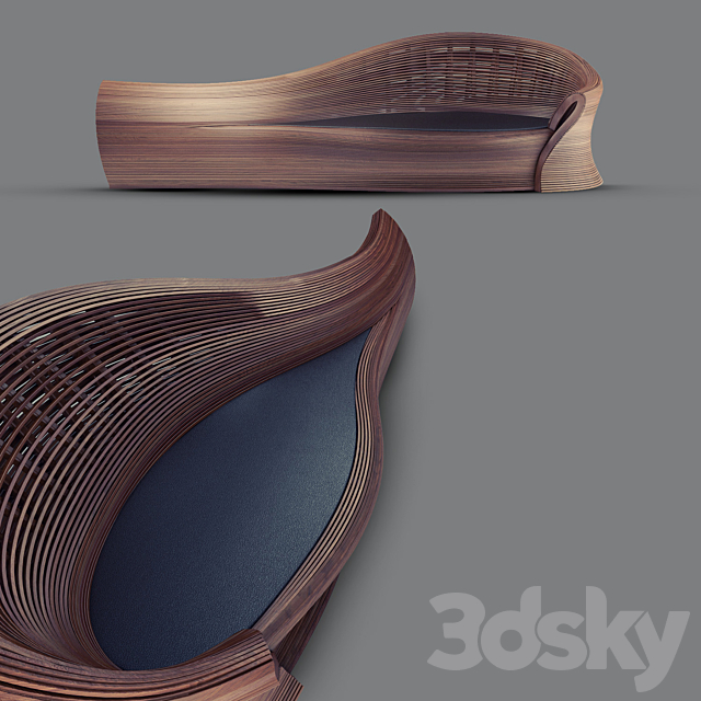 Walnut Bench “Steam 22” by Bae Se Hwa 3DSMax File - thumbnail 2