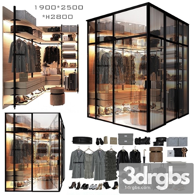 Wardrobe Unit In The Bedroom 4 3dsmax Download - thumbnail 1