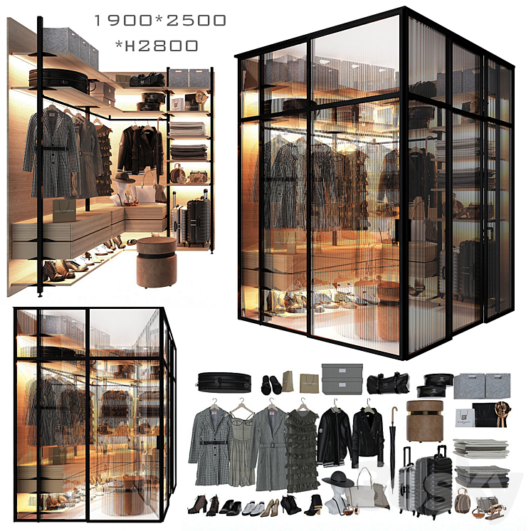 Wardrobe unit in the bedroom_4 3DS Max - thumbnail 1