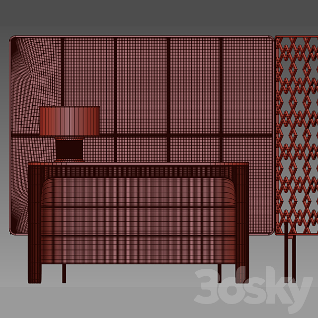 Wardrobe with decorative set 3DS Max Model - thumbnail 2