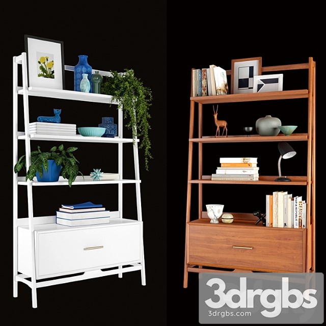 West elm mid-century bookshelf tall wide 2 3dsmax Download - thumbnail 1