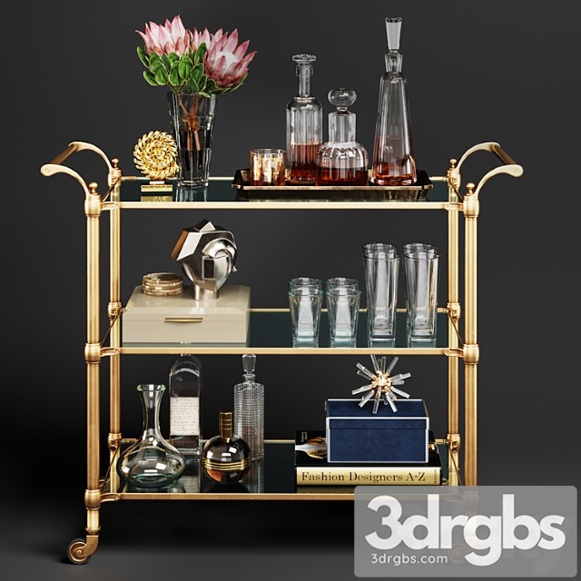 Williams sonoma beckett bar cart 2 3dsmax Download - thumbnail 1