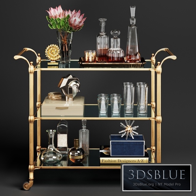 Williams Sonoma Beckett Bar Cart 3DS Max - thumbnail 3