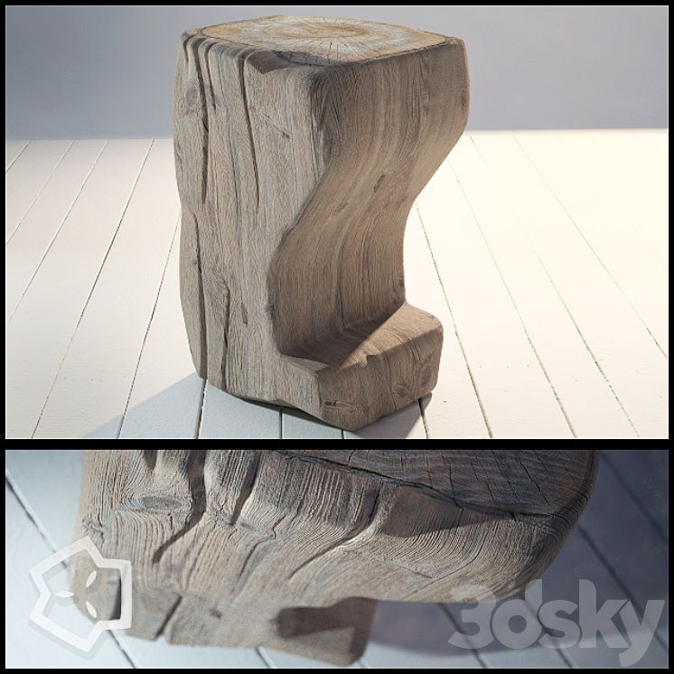 Wood pouf by me 3DS Max - thumbnail 1