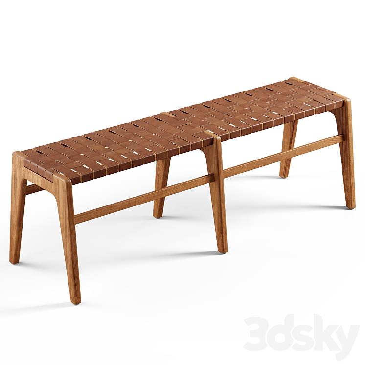 Zara Home – The bench made of wood and leather 3DS Max - thumbnail 1