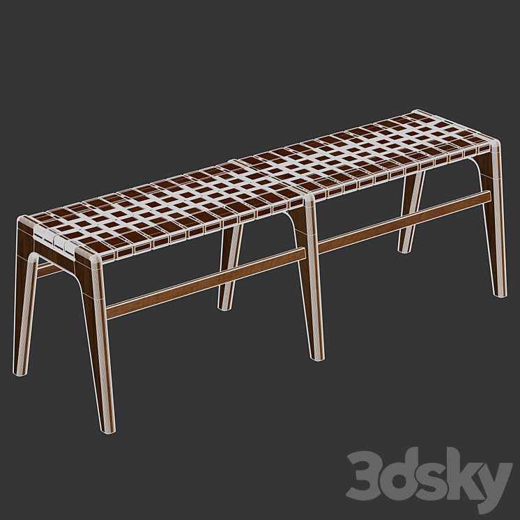 Zara Home – The bench made of wood and leather 3DS Max - thumbnail 2