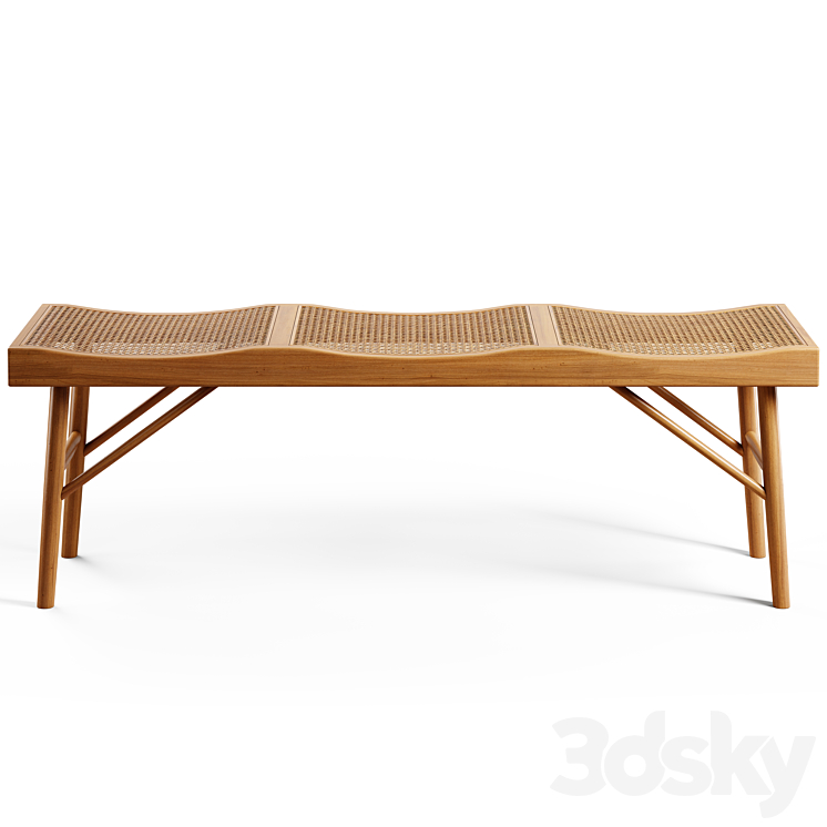 Zara Home – The bench made of wood and rattan 3DS Max - thumbnail 2