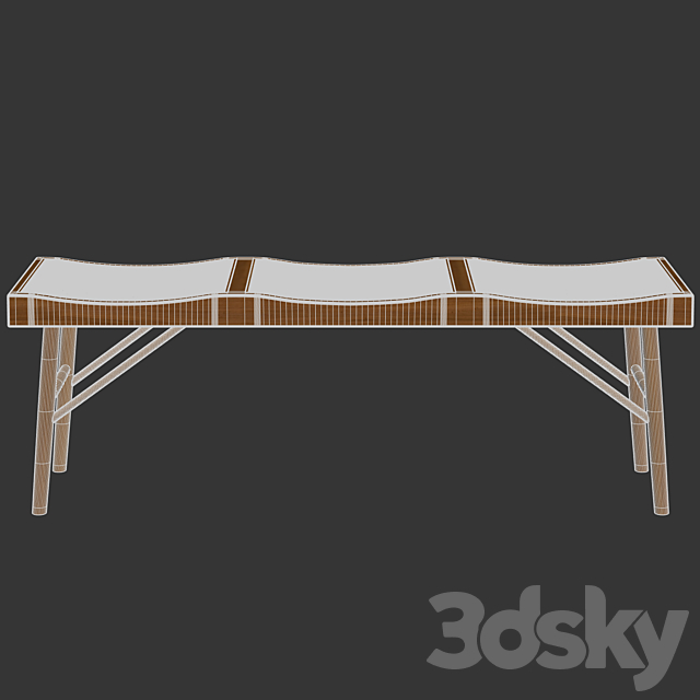 Zara Home – The bench made of wood and rattan 3DSMax File - thumbnail 3