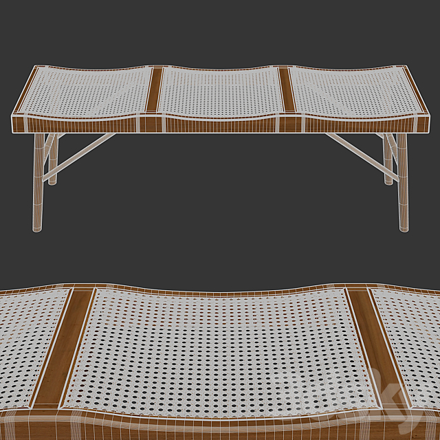 Zara Home – The bench made of wood and rattan 3DSMax File - thumbnail 4