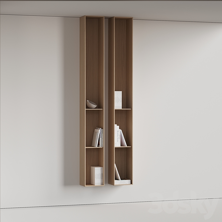 096 Wall rack shelves 03 neutral & minimal wood 01 3DS Max Model - thumbnail 2