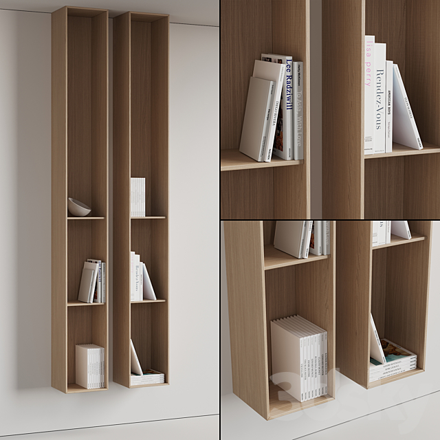 096 Wall rack shelves 03 neutral & minimal wood 01 3DSMax File - thumbnail 1