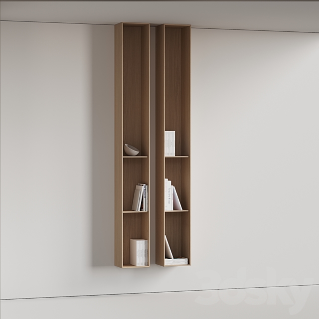 096 Wall rack shelves 03 neutral & minimal wood 01 3DSMax File - thumbnail 2