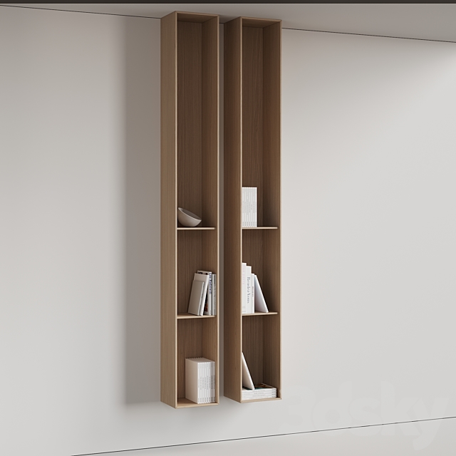 096 Wall rack shelves 03 neutral & minimal wood 01 3DSMax File - thumbnail 4