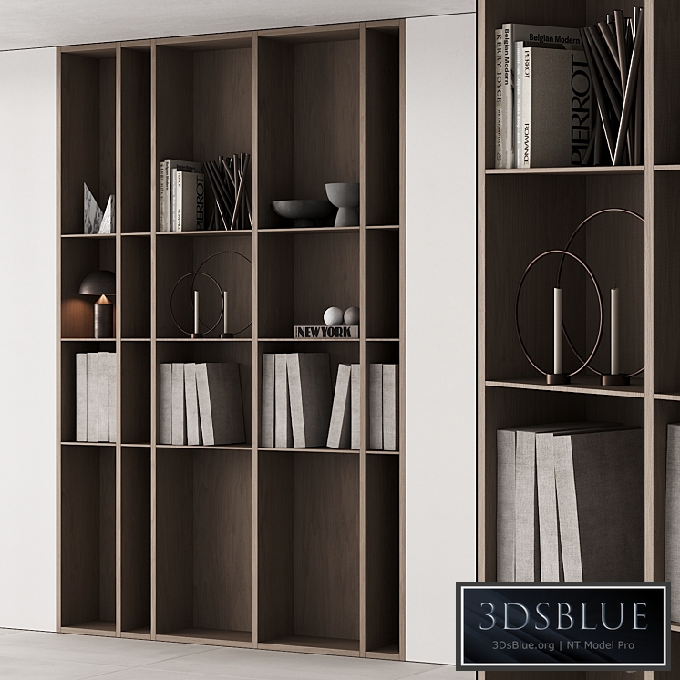 202 bookcase and rack 05 wooden with decor 01 3DS Max - thumbnail 3