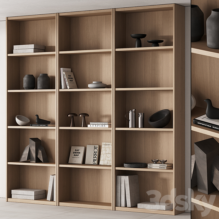 203 bookcase and rack 06 minimal wood with decor 01 3DS Max - thumbnail 1