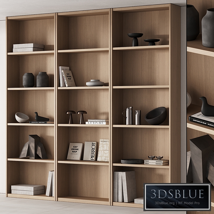 203 bookcase and rack 06 minimal wood with decor 01 3DS Max - thumbnail 3